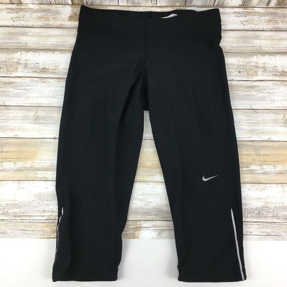 Nike Pants - Nike Dri-fit S black workout Capri crops reflector